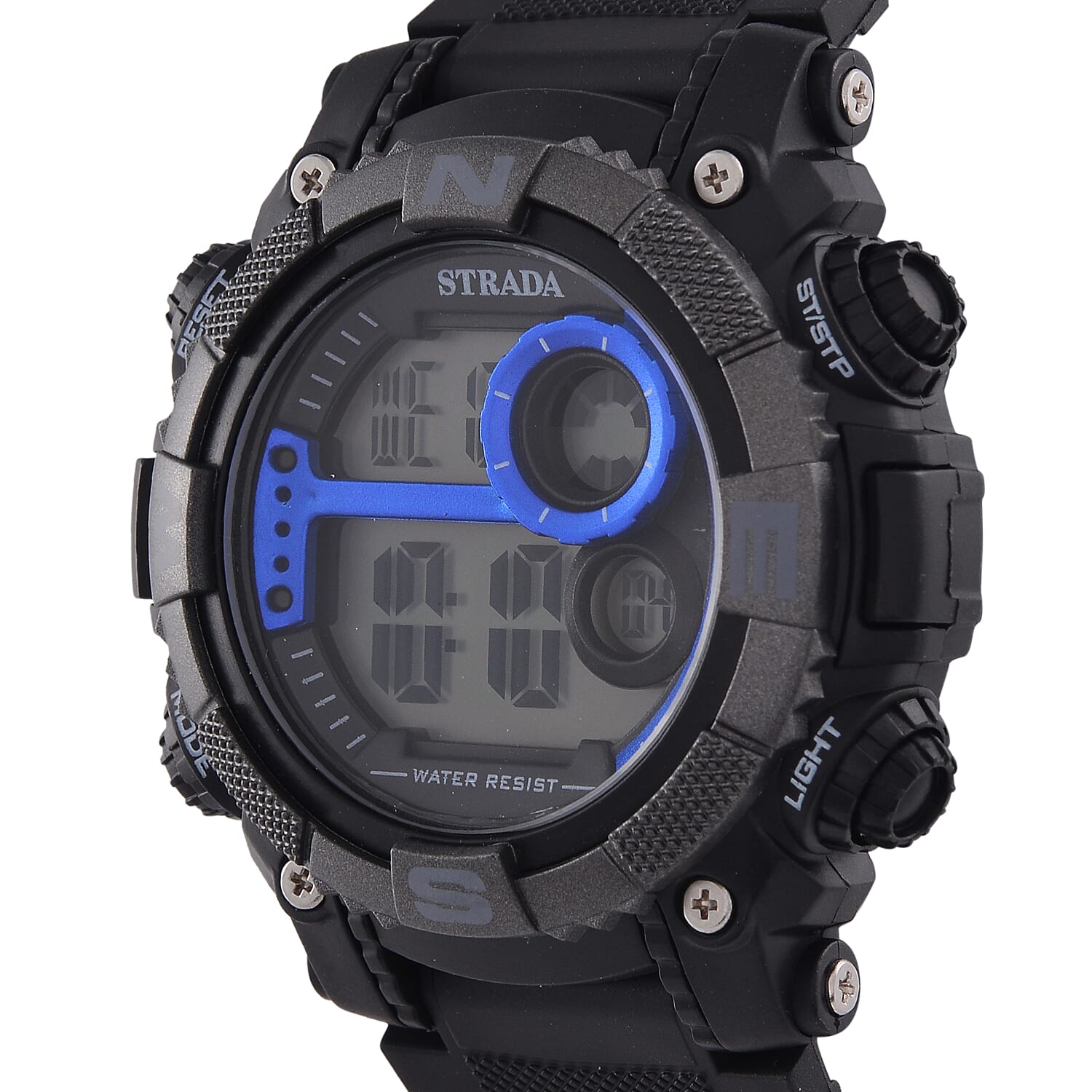STRADA Electronic Movement 3ATM Water Resistant Blue Multifunctional LED Dial Watch with Black Colour TPU Strap 7841966 4