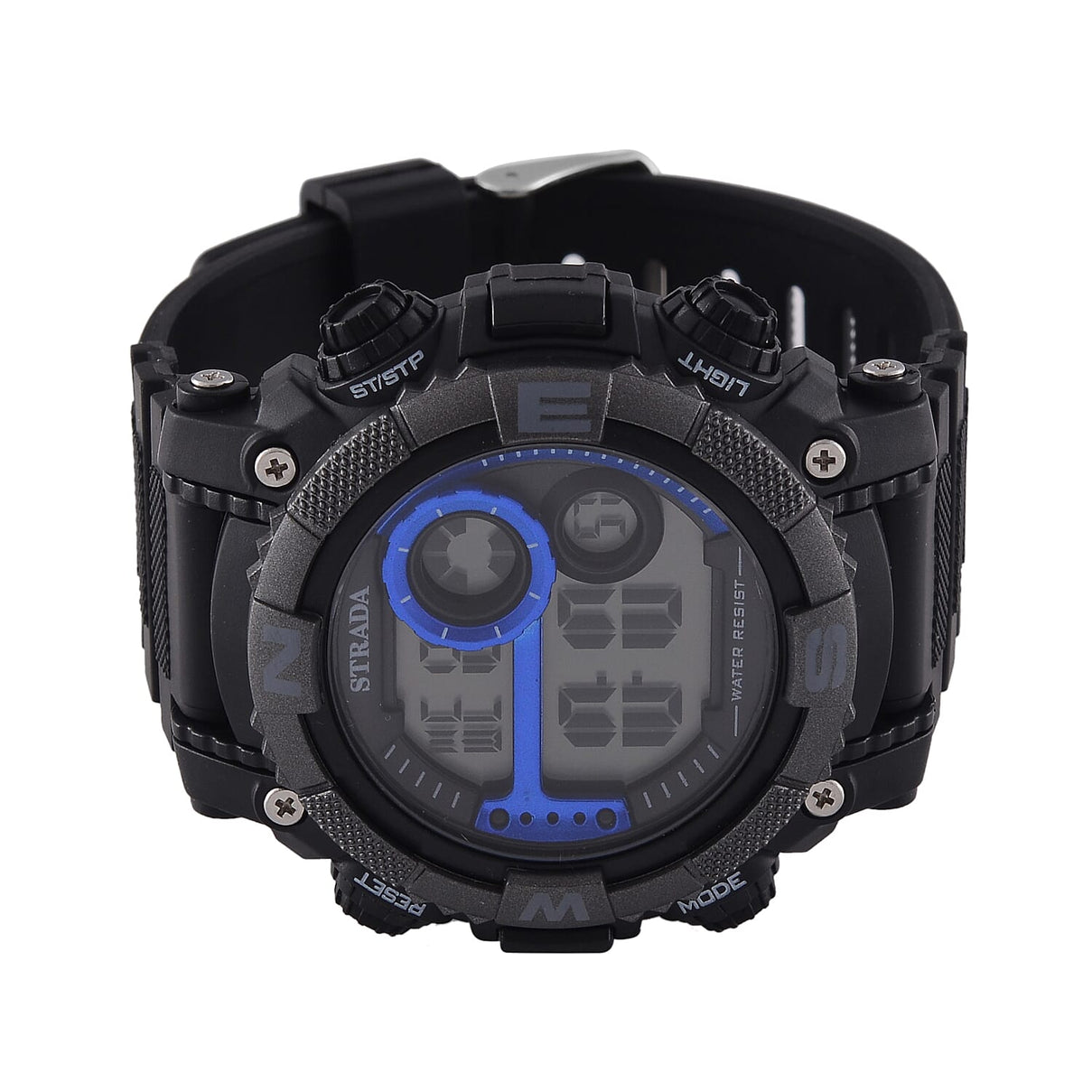 STRADA Electronic Movement 3ATM Water Resistant Blue Multifunctional LED Dial Watch with Black Colour TPU Strap 7841966 5