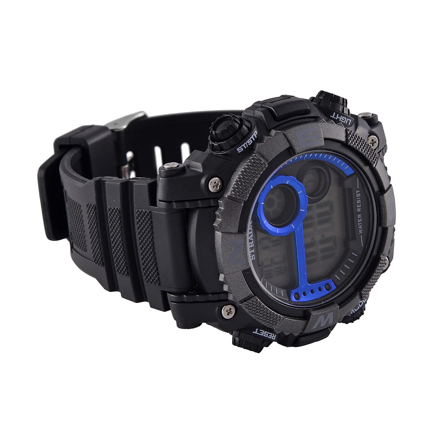 STRADA Electronic Movement 3ATM Water Resistant Blue Multifunctional LED Dial Watch with Black Colour TPU Strap 7841966 6