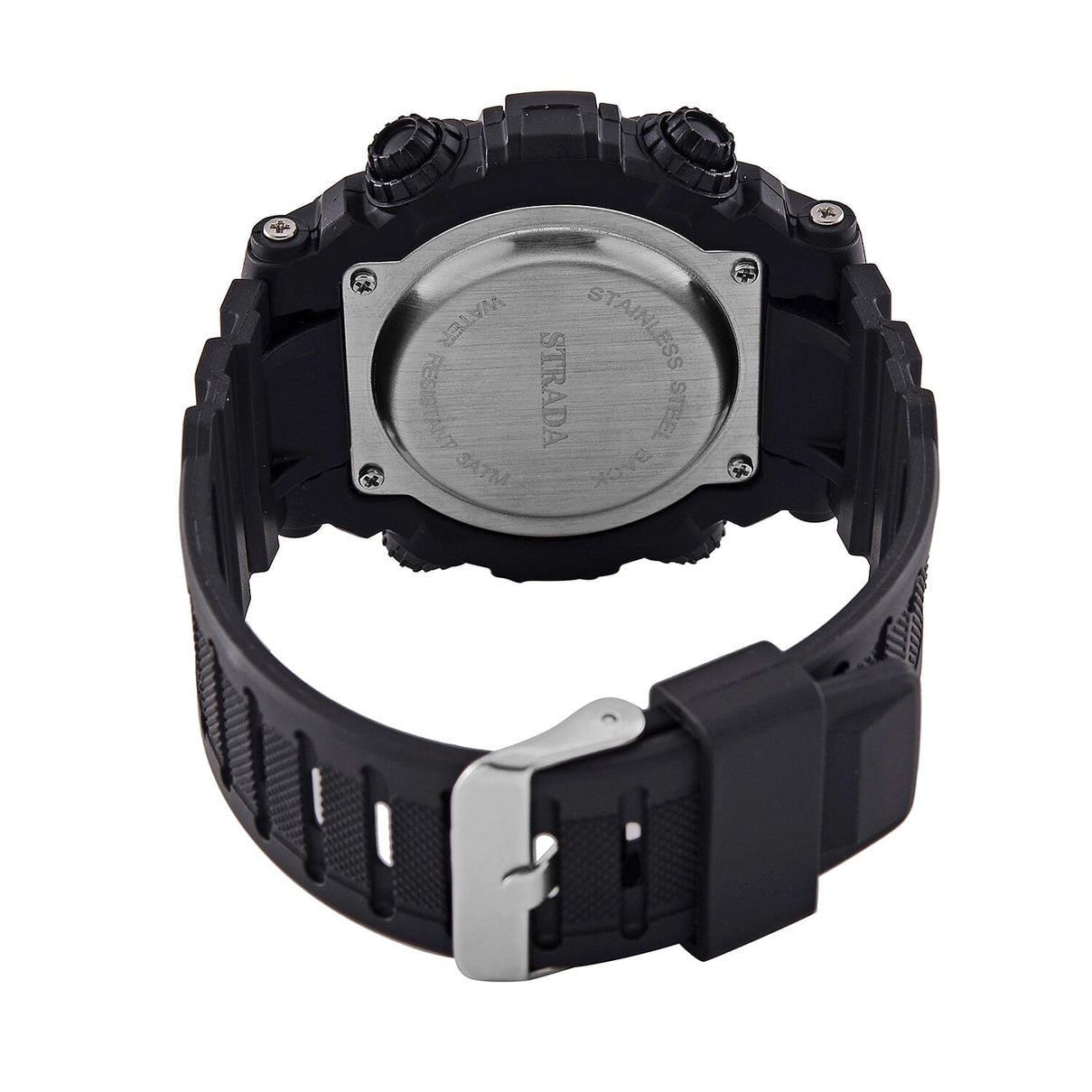 STRADA Electronic Movement 3ATM Water Resistant Blue Multifunctional LED Dial Watch with Black Colour TPU Strap 7841966 7