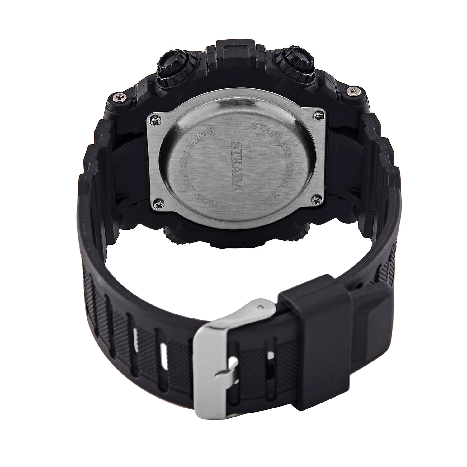STRADA Electronic Movement 3ATM Water Resistant Blue Multifunctional LED Dial Watch with Black Colour TPU Strap 7841966 7