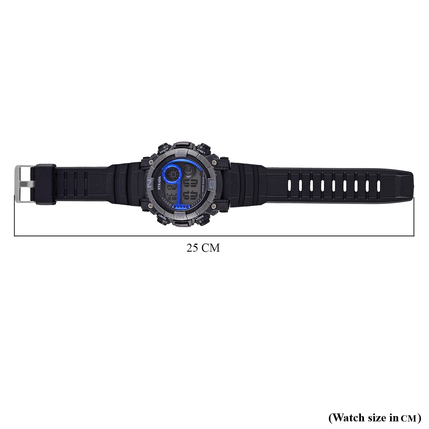 STRADA Electronic Movement 3ATM Water Resistant Blue Multifunctional LED Dial Watch with Black Colour TPU Strap 7841966 8