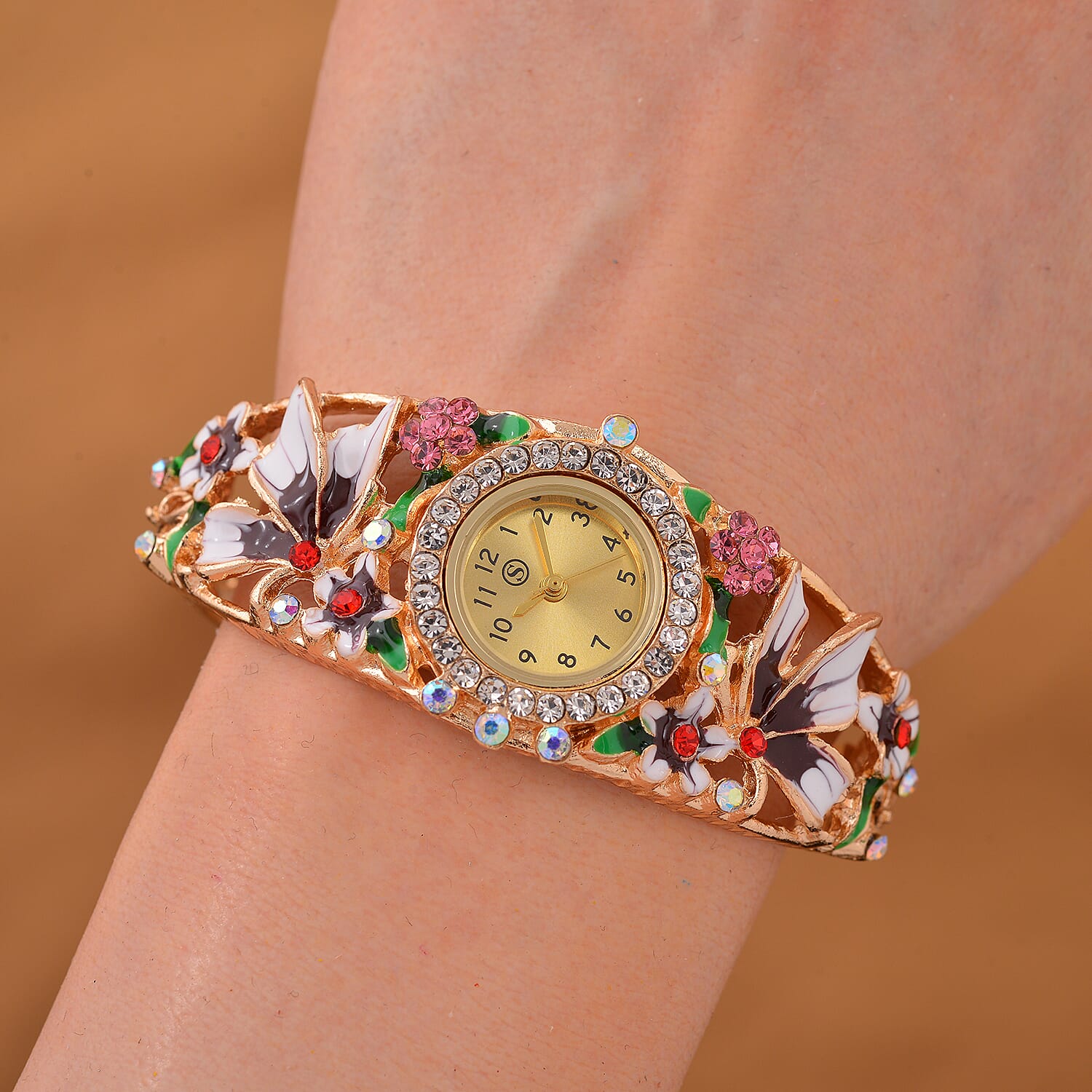 Strada Multi Colour Enameled Crystal Watch - Pink Multi 7824385 9