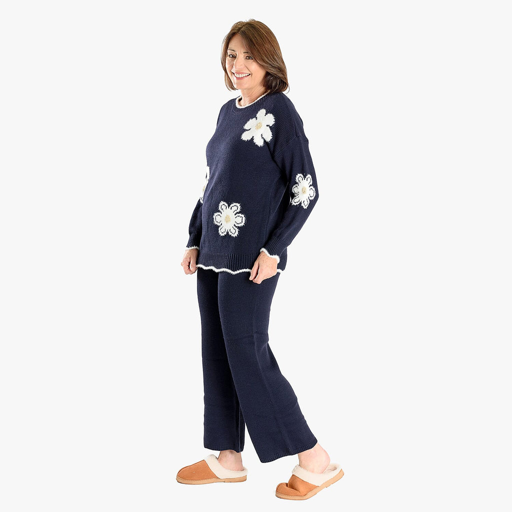 Straight Fit Knitted Trouser (Size 10 to 20) - Navy