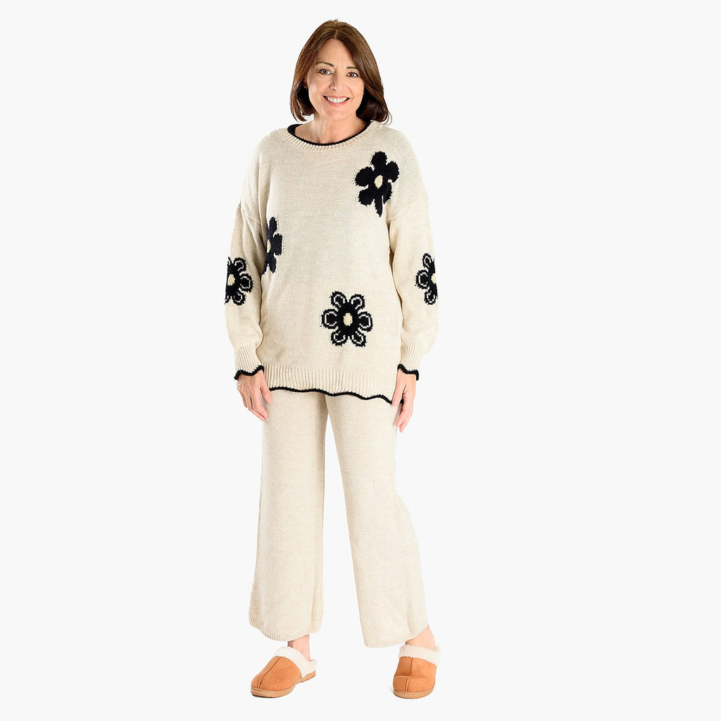 Straight Fit Knitted Trouser (Size 10 to 20) - Stone