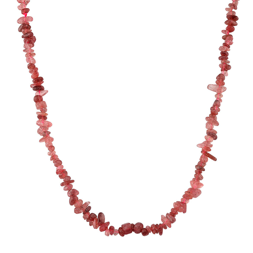 Strawberry Quartz Chips Necklace (Size - 32) 353.00 Ct.