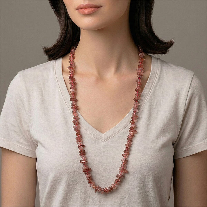 Strawberry Quartz  Necklace (Size - 32) 353.00 Ct. V32638586 2