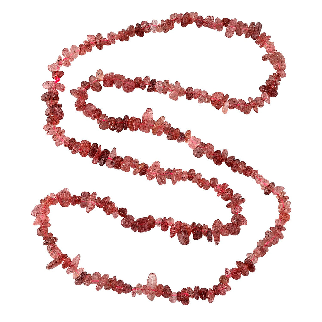 Strawberry Quartz Chips Necklace (Size - 32) 353.00 Ct.