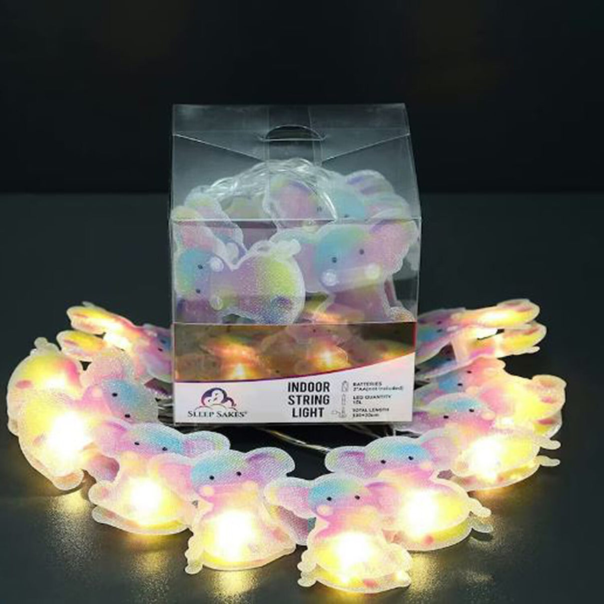 String Lights with Multi Color Cute Elephants (AA Batteries not incl.) 8178418 0