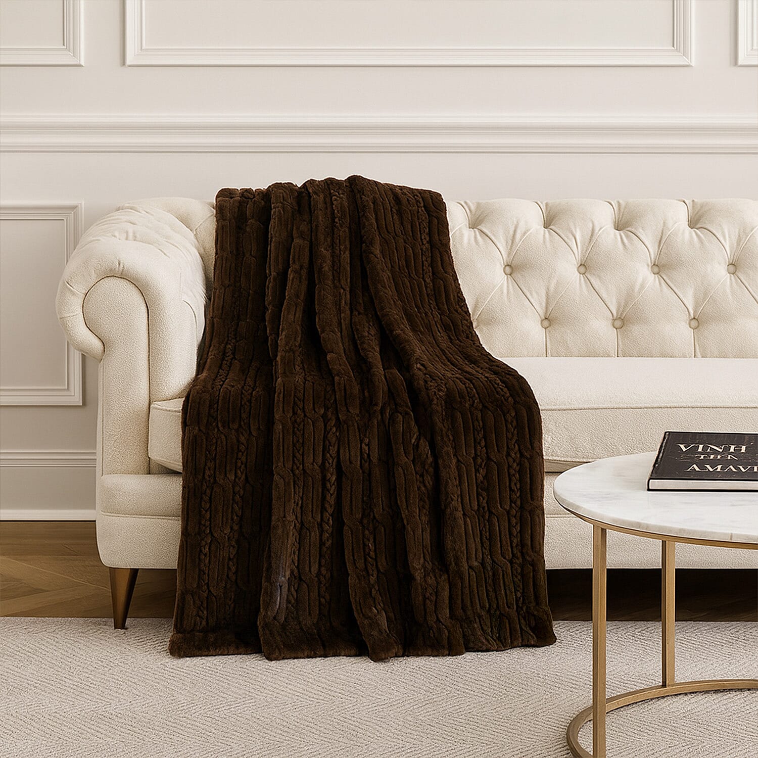THE OPULENT LUXURY - HUSH HAVEN Ultra Soft - Warm Sumptuous Double Layer Sherpa Faux Fur Blanket 680 GSM (180 x 150 cm)- Dark Brown 8196968 0