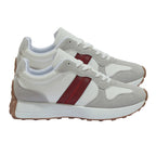Stripe Detail Lace Up Trainers (Size 3) - Bordo & White