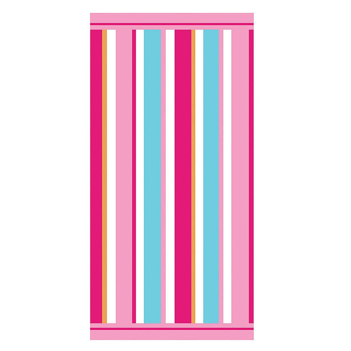 Stripe Microfibre Beach Towel (90 x 180cm) - Pink. V32369587 1