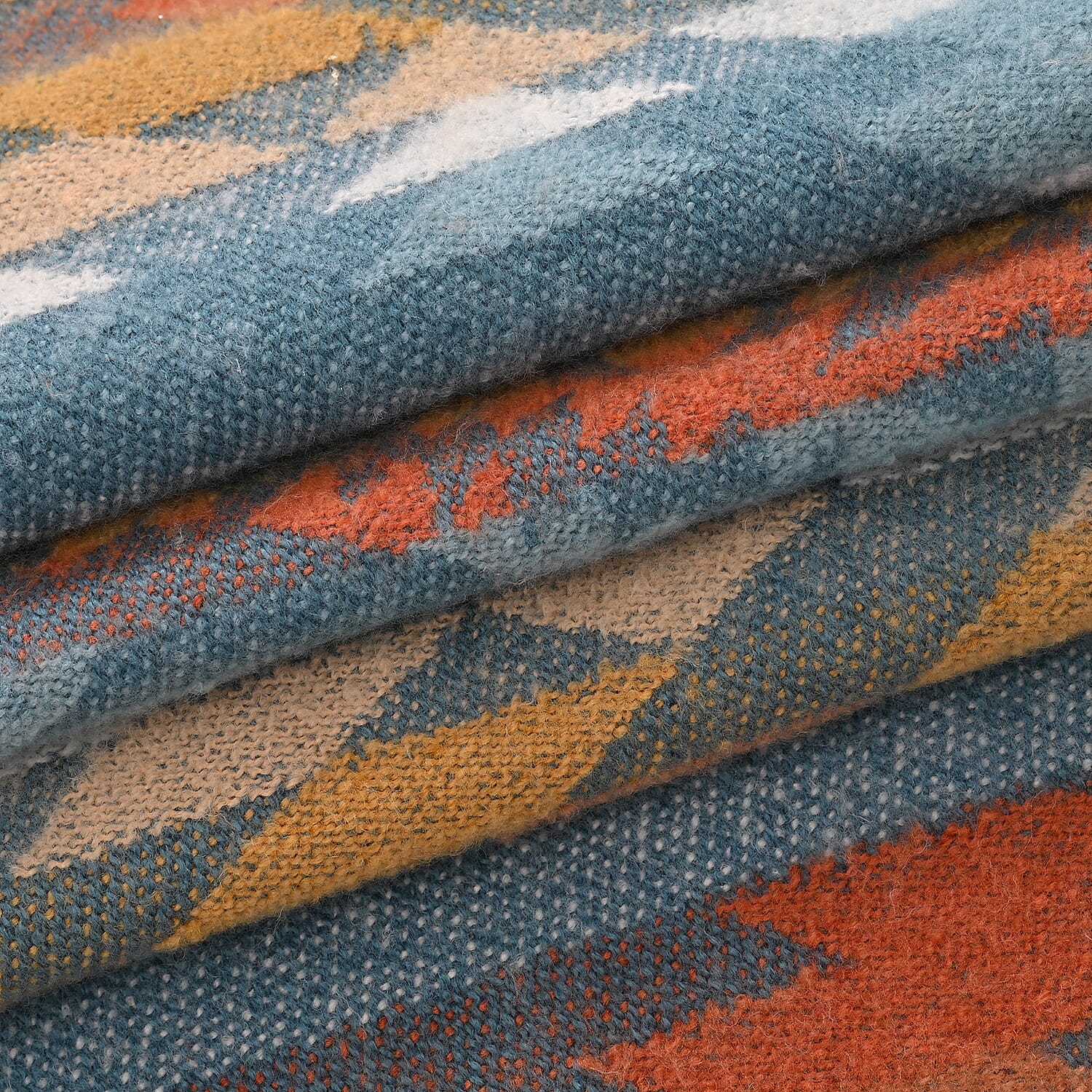Striped Pattern Knitted Aztec Throw Cozy Blanket (50x70 inch) - Green &amp; Orange 8187015 4