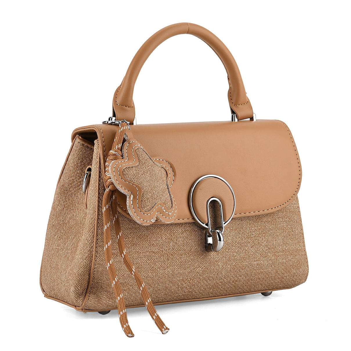 Structured Top-Handle Satchel Handbag - Beige 8413836 0