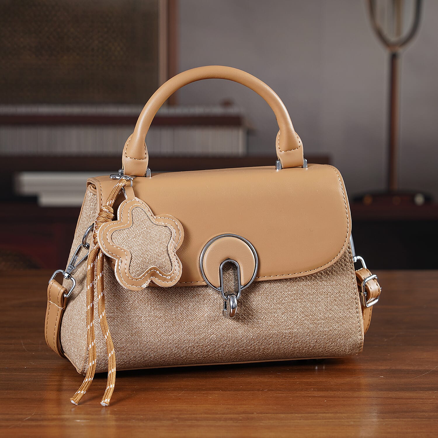Structured Top-Handle Satchel Handbag - Beige 8413836 2