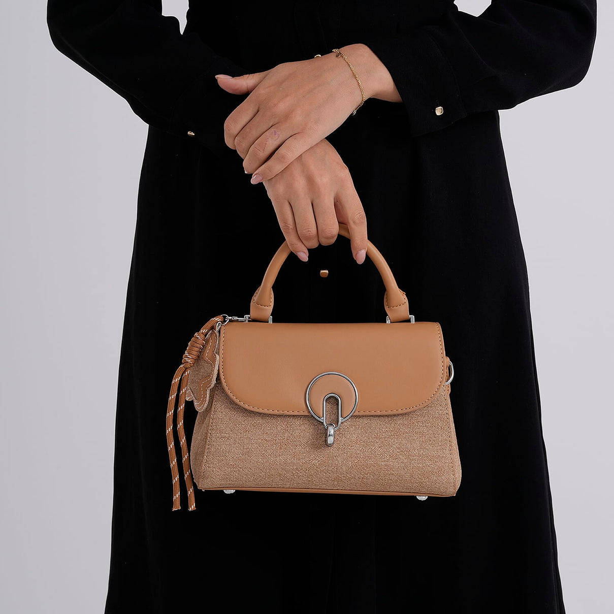 Structured Top-Handle Satchel Handbag - Beige 8413836 4