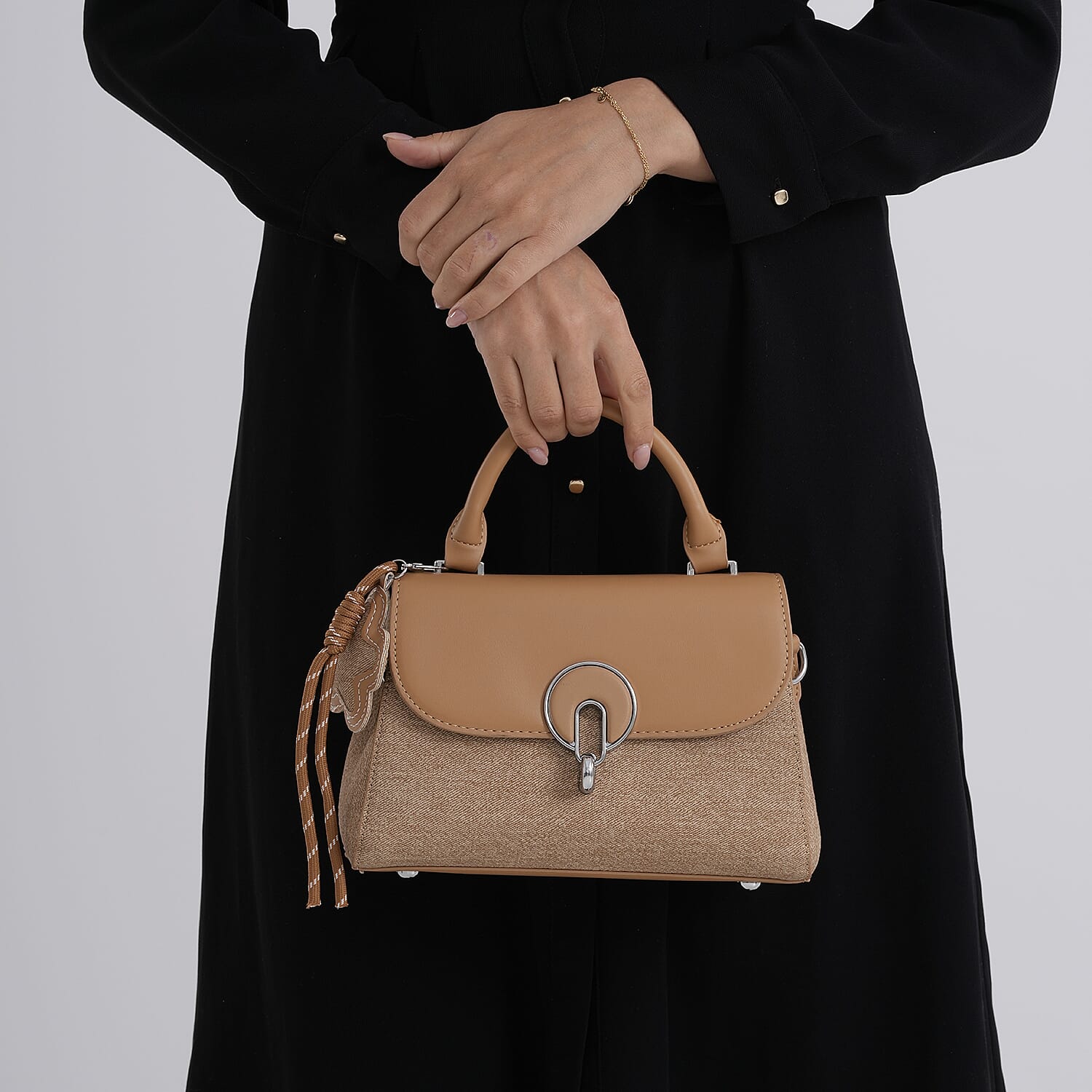 Structured Top-Handle Satchel Handbag - Beige 8413836 4