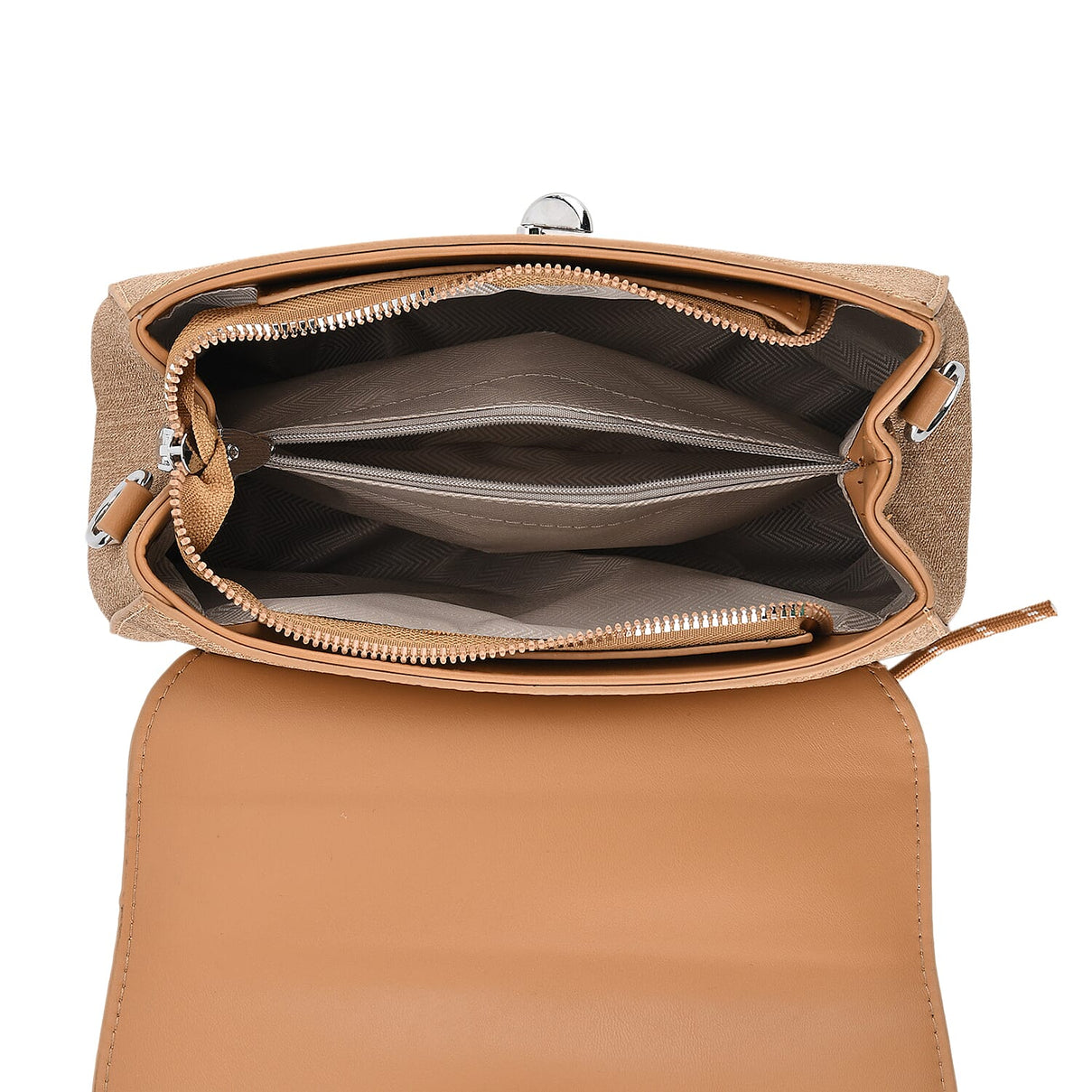 Structured Top-Handle Satchel Handbag - Beige 8413836 7