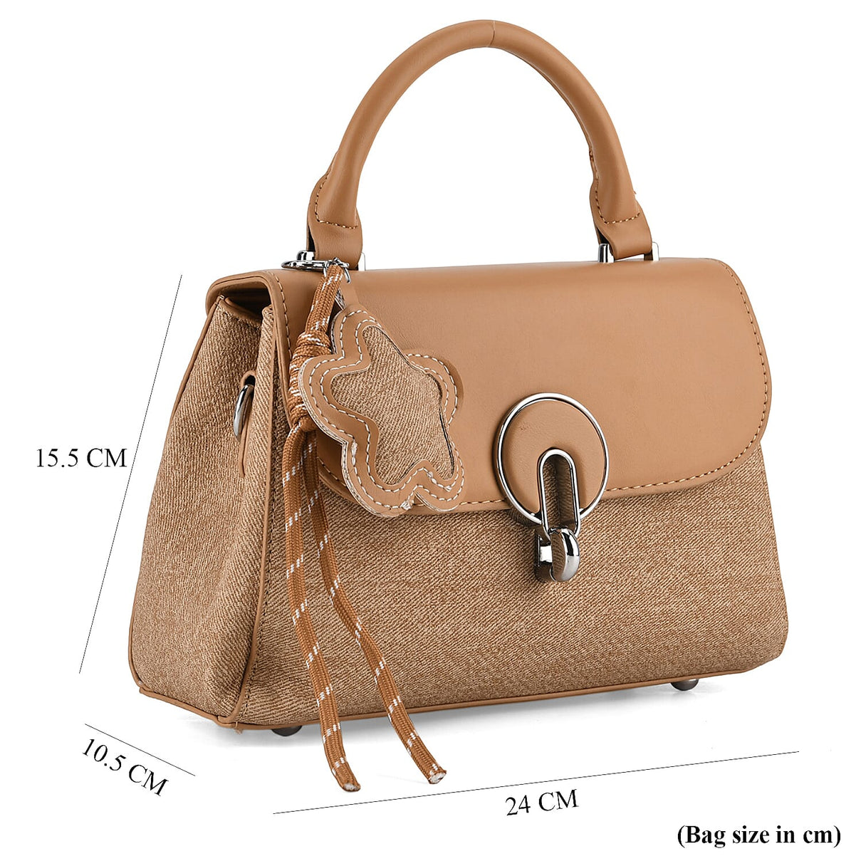 Structured Top-Handle Satchel Handbag - Beige 8413836 9