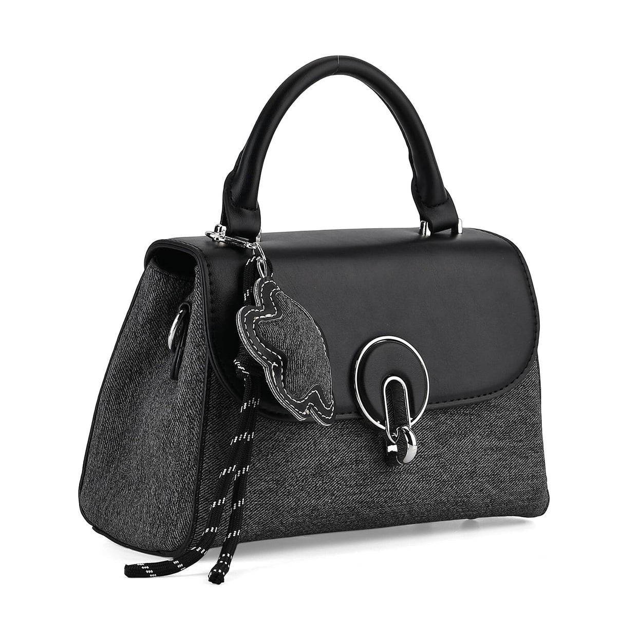 Structured Top-Handle Satchel Handbag - Black V32492497 0