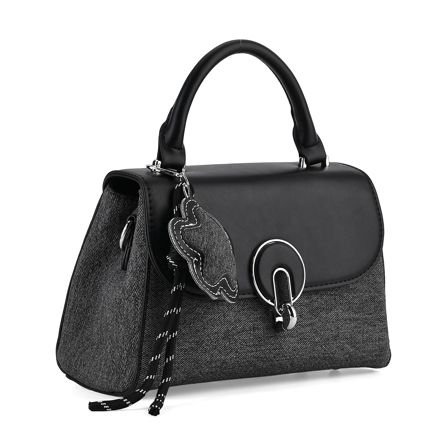 Structured Top-Handle Satchel Handbag - Black V32492497 0