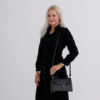 Structured Top-Handle Satchel Handbag - Black