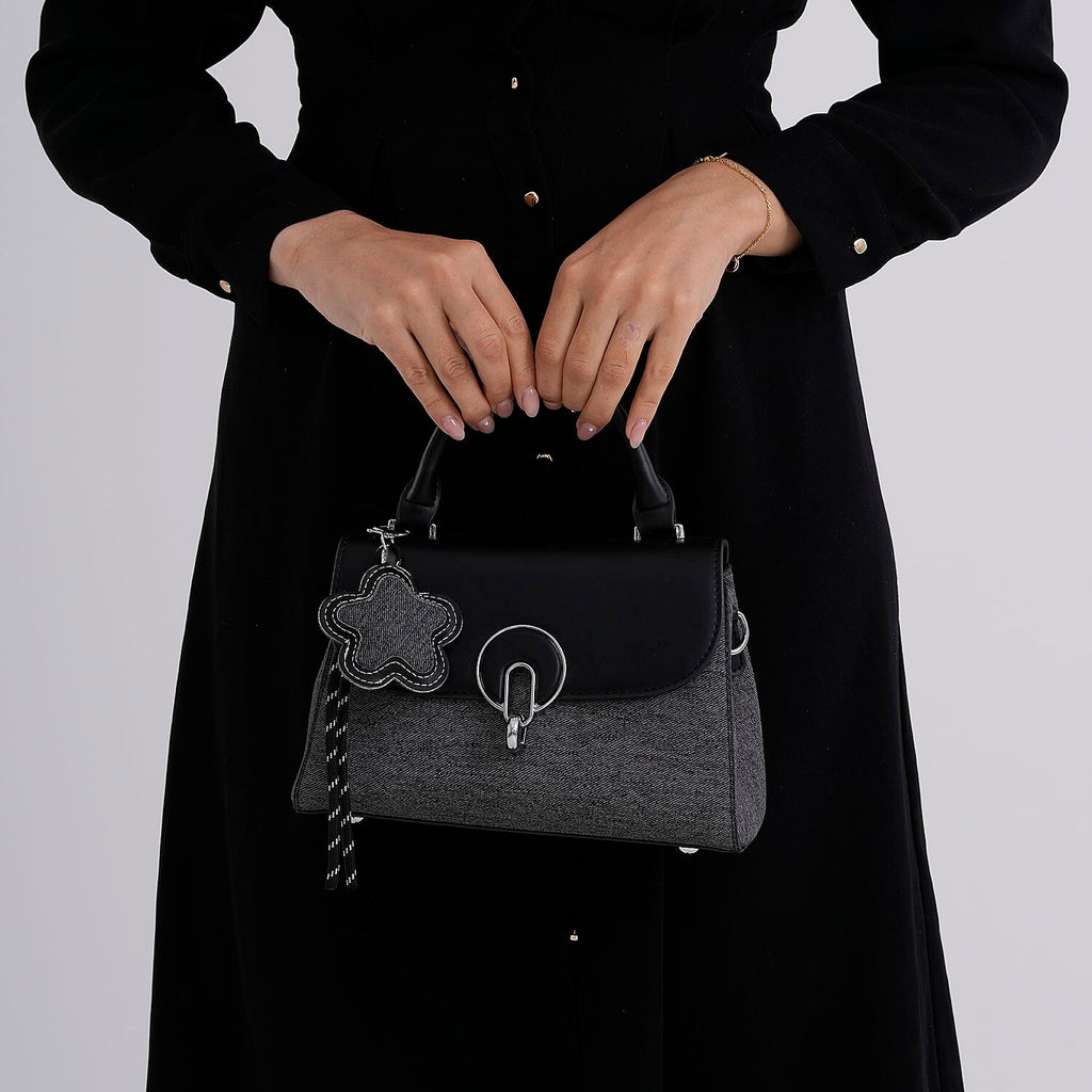 Structured Top-Handle Satchel Handbag - Black
