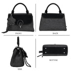 Structured Top-Handle Satchel Handbag - Black