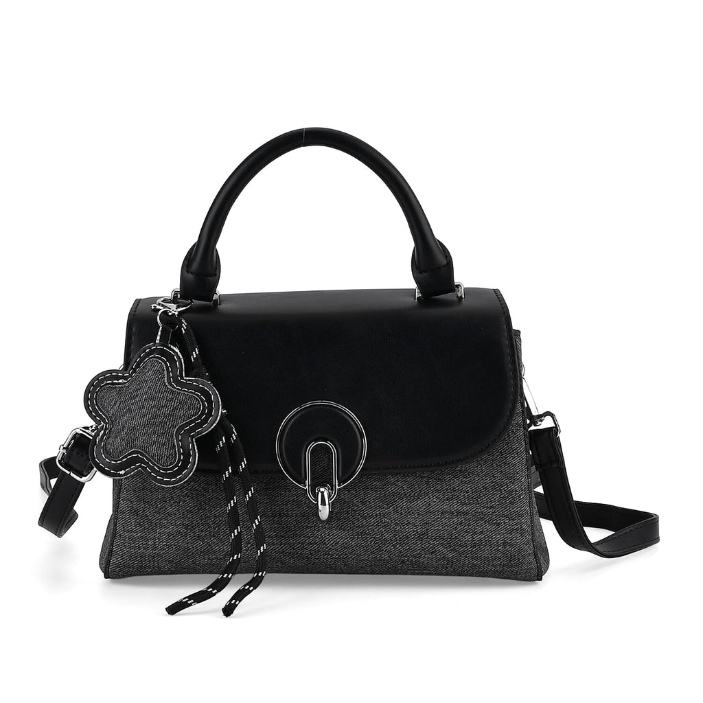 Structured Top-Handle Satchel Handbag - Black