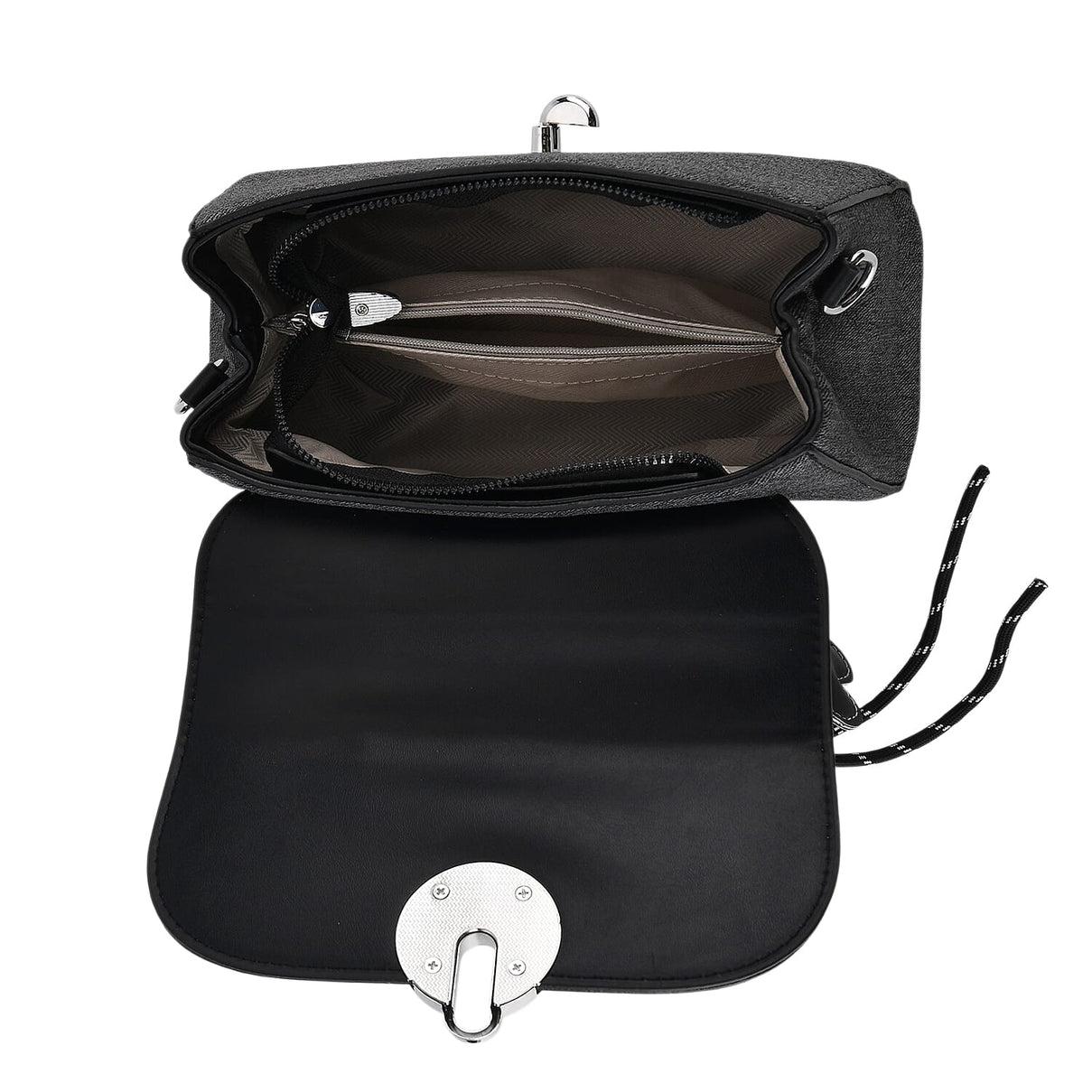 Structured Top-Handle Satchel Handbag - Black V32492497 7