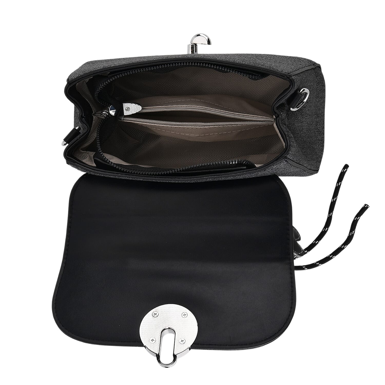 Structured Top-Handle Satchel Handbag - Black V32492497 7