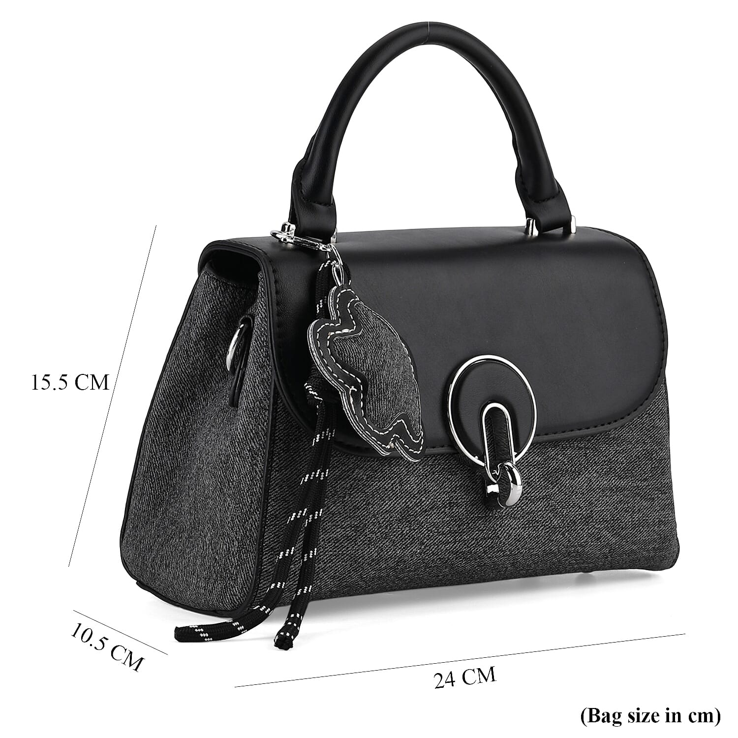 Structured Top-Handle Satchel Handbag - Black V32492497 9