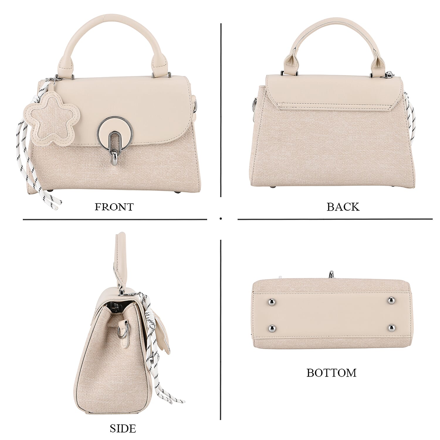 Structured Top-Handle Satchel Handbag - Ivory V32363400 5