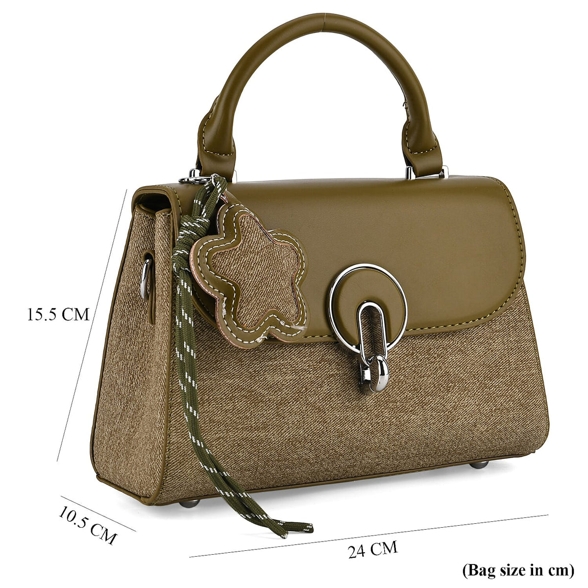 Structured Top-Handle Satchel Handbag - Olive Green V32574642 9