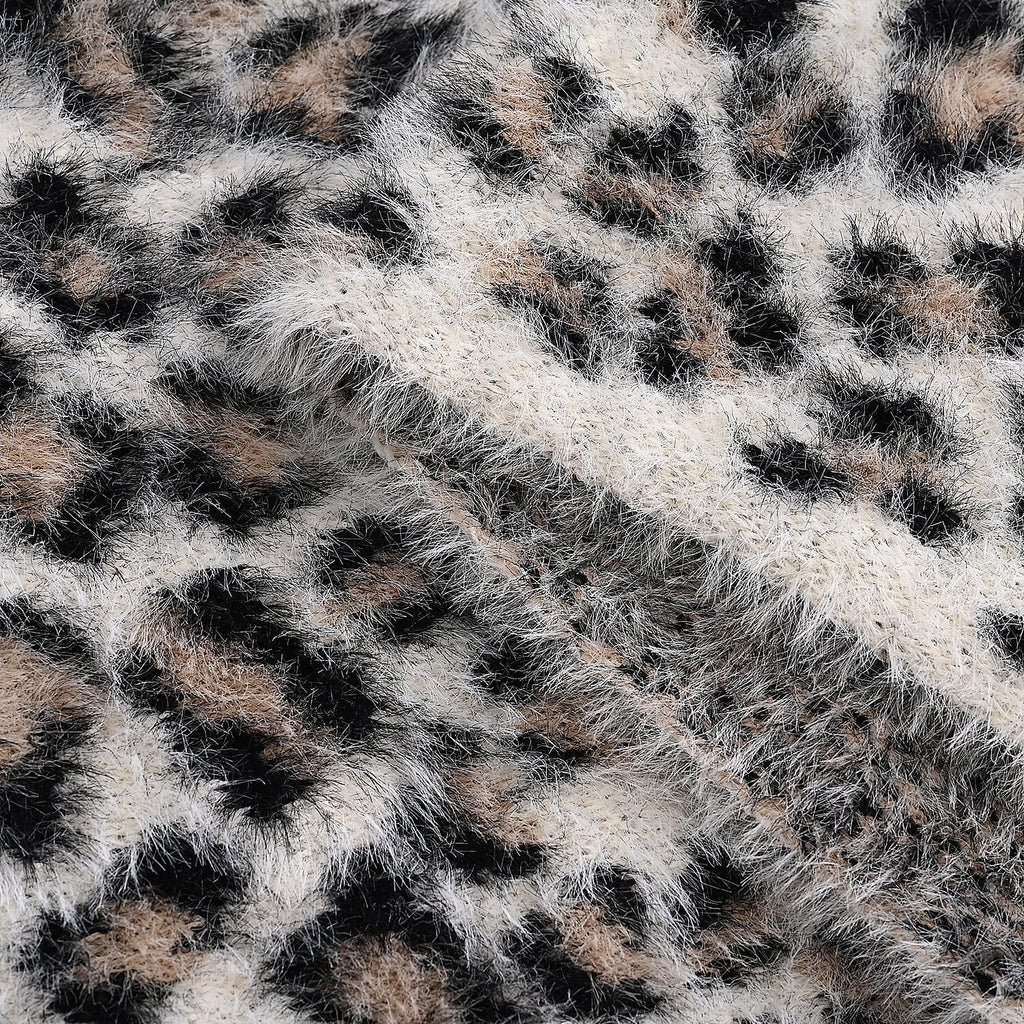 Designer Inspired -Styled By 2 Piece Leopard Print Scarf and Hat (One Size) - White