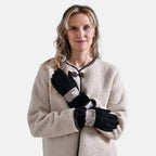 Styled By Cashmere Wool Gloves with Touchscreen Access (One Size) - Black