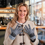 Styled By Cashmere Wool Gloves with touchscreen access(One Size) - Grey