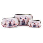 Styled By Set of 3 Dog Printed Cosmetic Bags - White