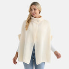 Styledby Knitted Cape Cardigan With Button-Detail (Fits Uk 10-18) - Cream
