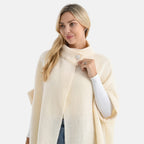 Styledby Knitted Cape Cardigan With Button-Detail (Fits Uk 10-18) - Cream