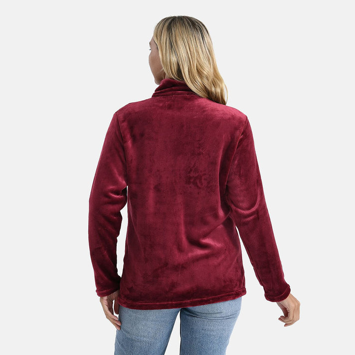 StyledBy Faux Fur Zip Up Jacket with Pockets (Size L) - Red 8245298 2