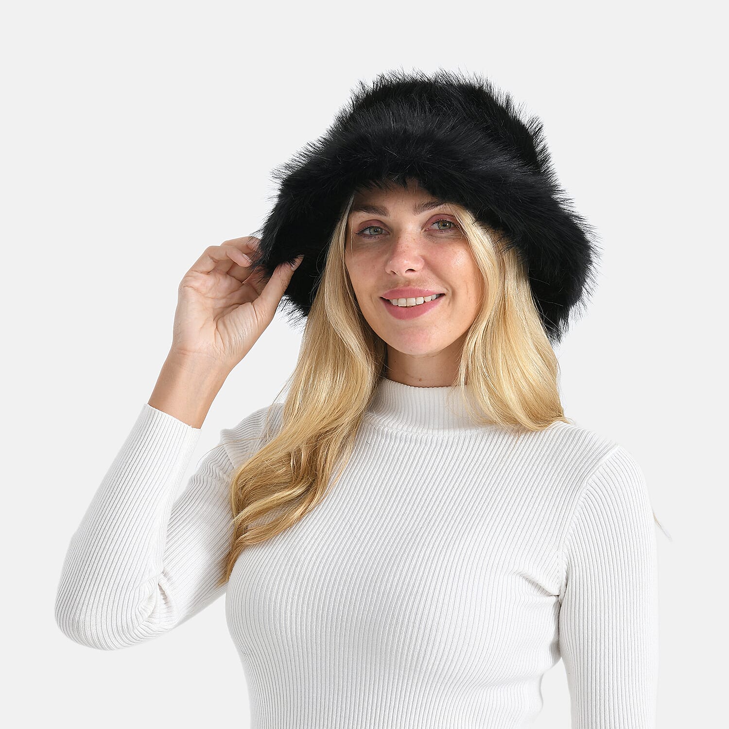 Styled By Faux Fur Bucket Hat (36x17 Cm) - Black 8243558 0