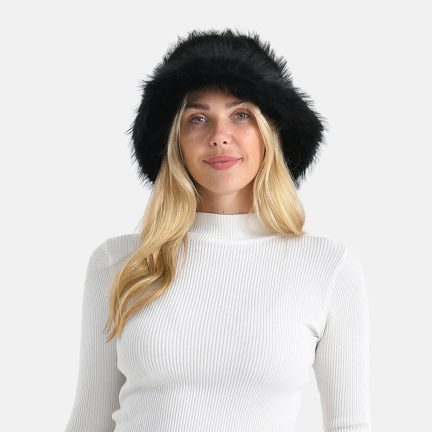 Styled By Faux Fur Bucket Hat (36x17 Cm) - Black 8243558 4
