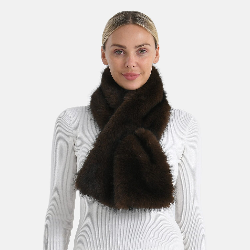Styled By Faux fur Scarf (One Size) - Dark Brown