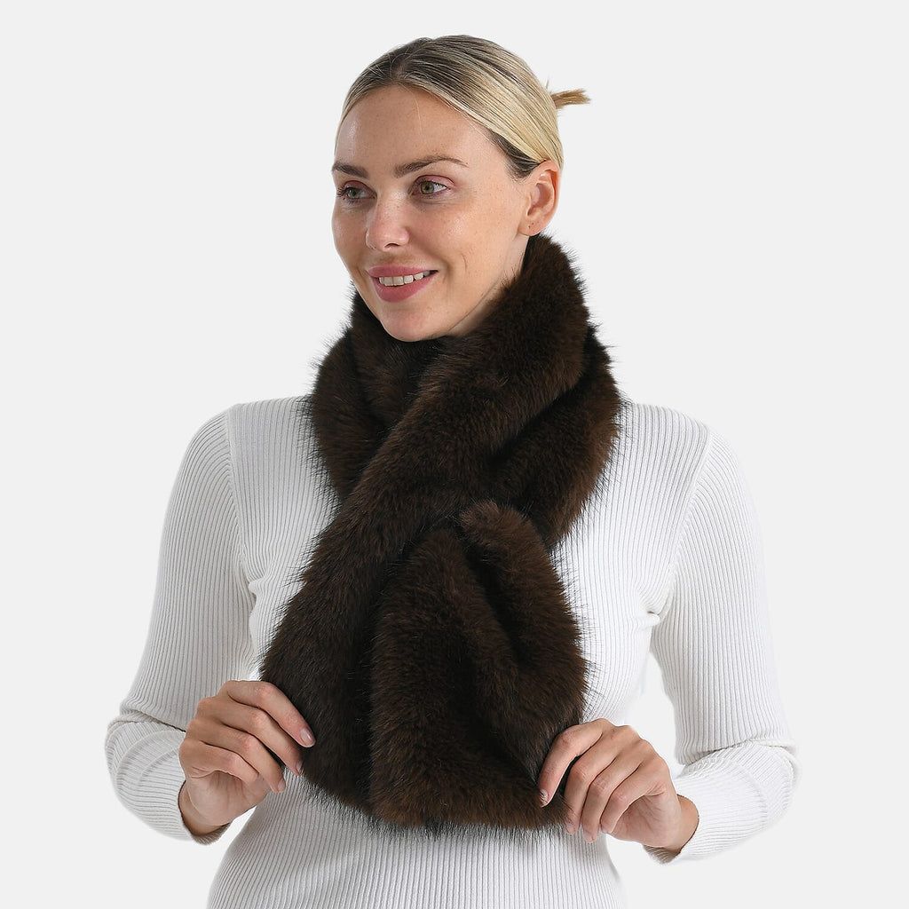 Styled By Faux fur Scarf (One Size) - Dark Brown