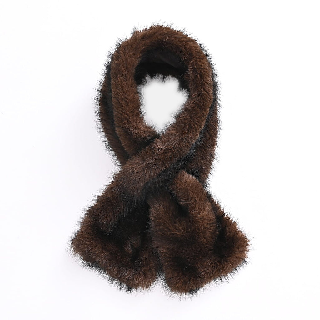 Styled By Faux fur Scarf (One Size) - Dark Brown