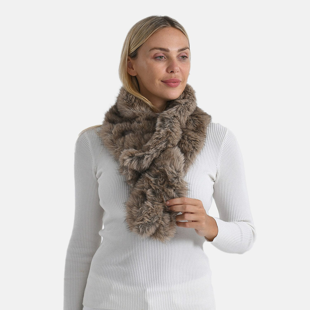 Styled By Faux Fur Scarf (85 x 13 Cm) - Light Brown 8243603 2