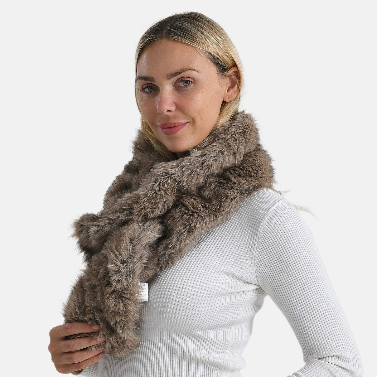 Styled By Faux Fur Scarf (85 x 13 Cm) - Light Brown 8243603 3