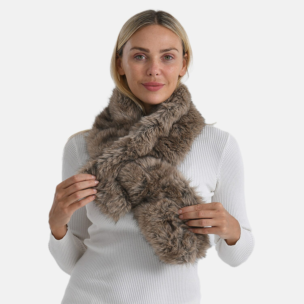 Styled By Faux Fur Scarf (85 x 13 Cm) - Light Brown 8243603 4