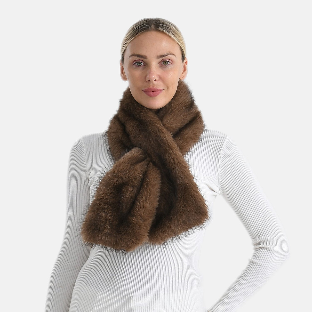 Styled By Faux fur Scarf (One Size)- Light Brown 8243389 0